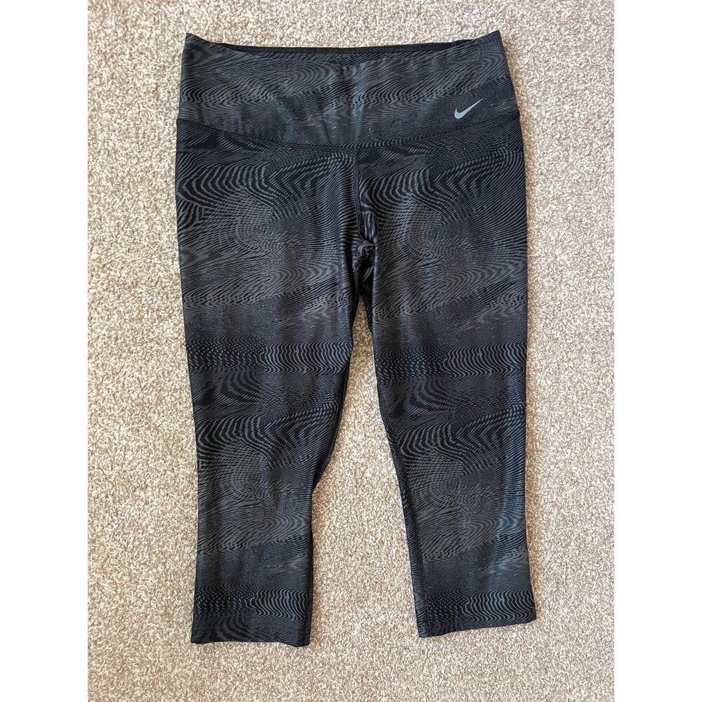 Nike Legendary Dri-FIT Crop Leggings Black Gray Wave Size M